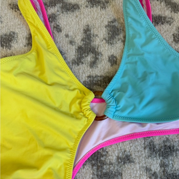 Neon Colorblock Cutout One Piece Swimsuit - Picture 4 of 6